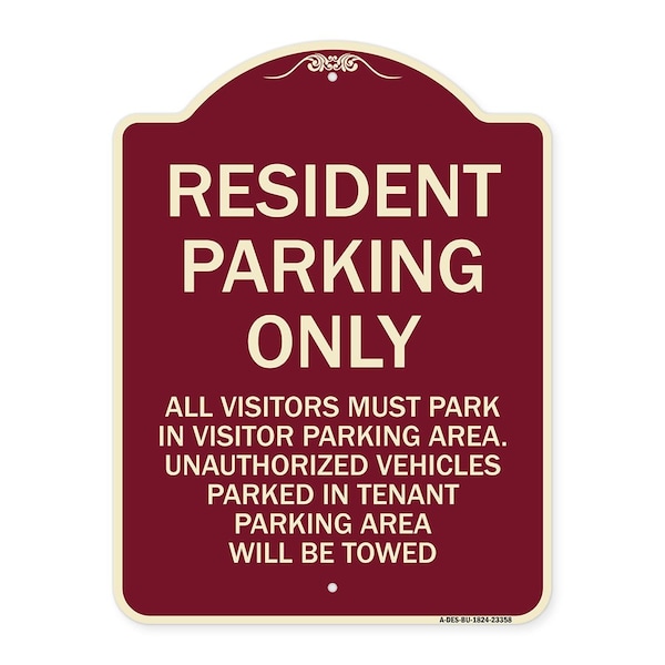 Signmission Parking Resident Parking Only Heavy-Gauge Aluminum Architectural Sign, 24" x 18", BU-1824-23358 A-DES-BU-1824-23358 - main